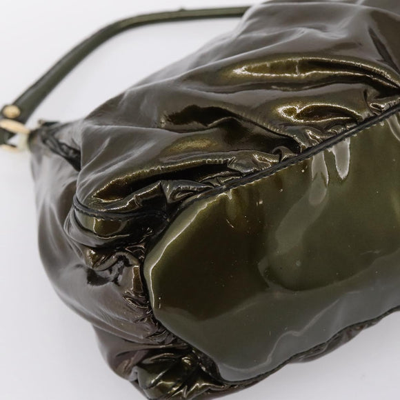 GUCCI Shoulder Bag Patent Green Gold Tone 189833 Auth 200154