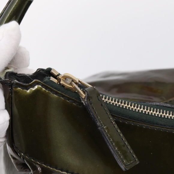 GUCCI Shoulder Bag Patent Green Gold Tone 189833 Auth 200154
