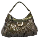 GUCCI Shoulder Bag Patent Green Gold Tone 189833 Auth 200154-13