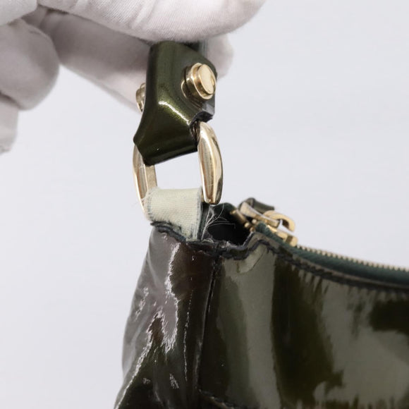 GUCCI Shoulder Bag Patent Green Gold Tone 189833 Auth 200154