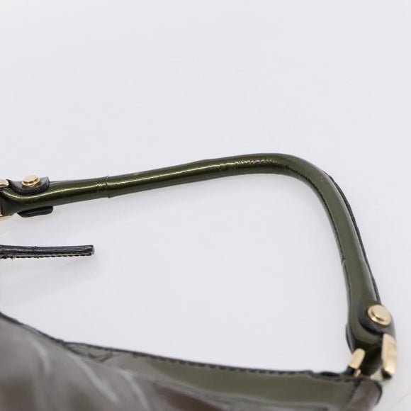 GUCCI Shoulder Bag Patent Green Gold Tone 189833 Auth 200154