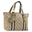 GUCCI GG Canvas Hand Bag Beige Gold Tone 139261 Auth 200155-1