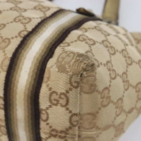 GUCCI GG Canvas Hand Bag Beige Gold Tone 139261 Auth 200155