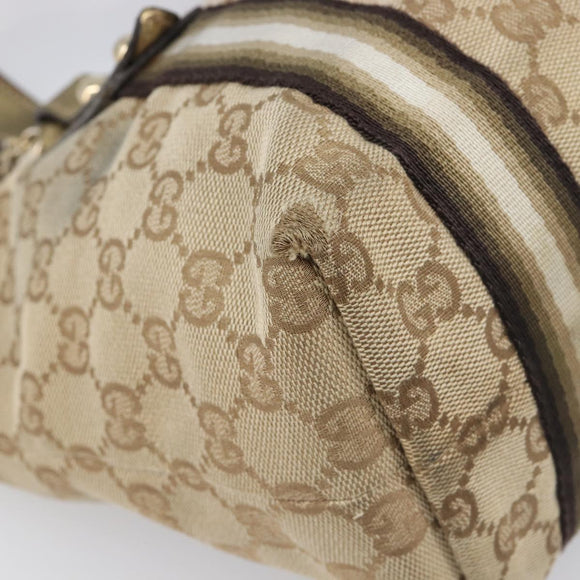 GUCCI GG Canvas Hand Bag Beige Gold Tone 139261 Auth 200155