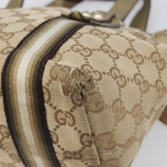 GUCCI GG Canvas Hand Bag Beige Gold Tone 139261 Auth 200155