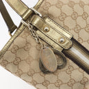GUCCI GG Canvas Hand Bag Beige Gold Tone 139261 Auth 200155-17