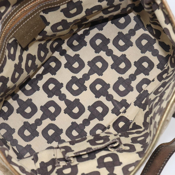 GUCCI GG Canvas Hand Bag Beige Gold Tone 139261 Auth 200155