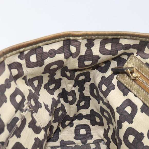 GUCCI GG Canvas Hand Bag Beige Gold Tone 139261 Auth 200155