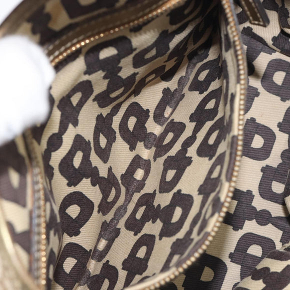 GUCCI GG Canvas Hand Bag Beige Gold Tone 139261 Auth 200155