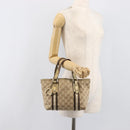 GUCCI GG Canvas Hand Bag Beige Gold Tone 139261 Auth 200155-23