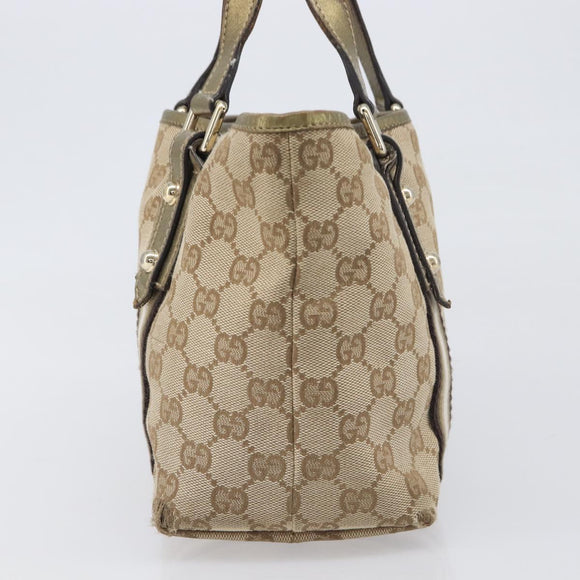 GUCCI GG Canvas Hand Bag Beige Gold Tone 139261 Auth 200155