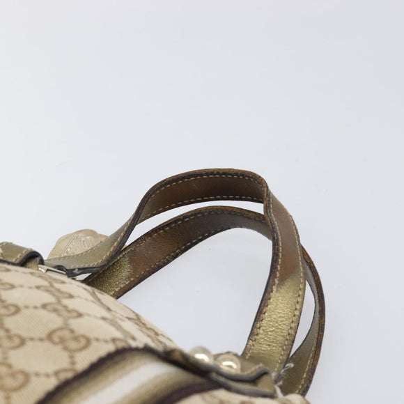 GUCCI GG Canvas Hand Bag Beige Gold Tone 139261 Auth 200155