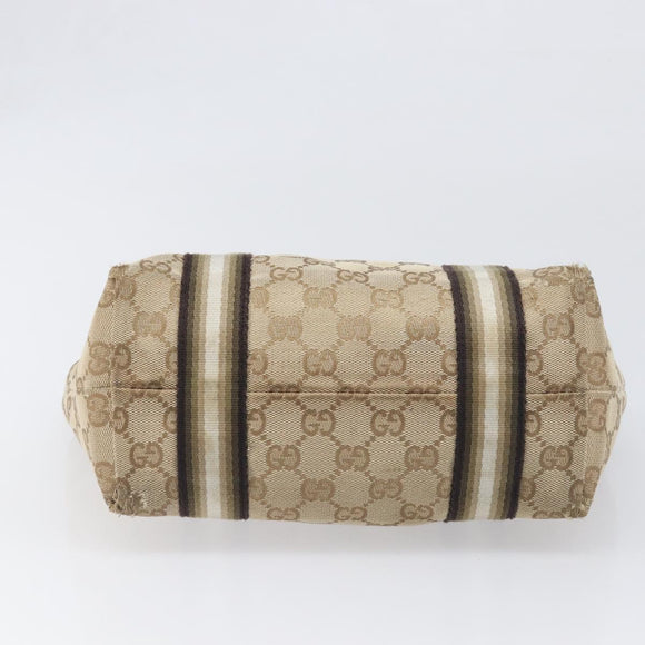 GUCCI GG Canvas Hand Bag Beige Gold Tone 139261 Auth 200155