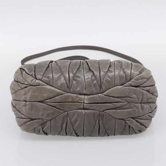 Miu Miu Matelasse Hand Bag Leather 2way Gray Gold Auth 200159V