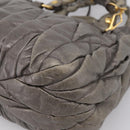 Miu Miu Matelasse Hand Bag Leather 2way Gray Gold Auth 200159V-17