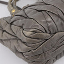 Miu Miu Matelasse Hand Bag Leather 2way Gray Gold Auth 200159V-18