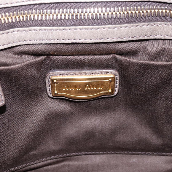 Miu Miu Matelasse Hand Bag Leather 2way Gray Gold Auth 200159V