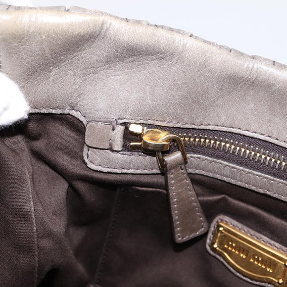 Miu Miu Matelasse Hand Bag Leather 2way Gray Gold Auth 200159V