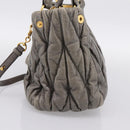 Miu Miu Matelasse Hand Bag Leather 2way Gray Gold Auth 200159V-4