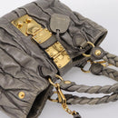 Miu Miu Matelasse Hand Bag Leather 2way Gray Gold Auth 200159V-6