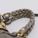 Miu Miu Matelasse Hand Bag Leather 2way Gray Gold Auth 200159V-14