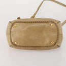 PRADA Hand Bag Leather 2way Beige Gold Tone Auth 200160-11