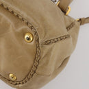 PRADA Hand Bag Leather 2way Beige Gold Tone Auth 200160-12