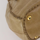PRADA Hand Bag Leather 2way Beige Gold Tone Auth 200160-13