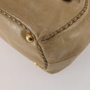 PRADA Hand Bag Leather 2way Beige Gold Tone Auth 200160-14