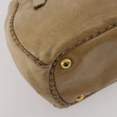 PRADA Hand Bag Leather 2way Beige Gold Tone Auth 200160-15