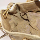 PRADA Hand Bag Leather 2way Beige Gold Tone Auth 200160-19