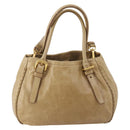 PRADA Hand Bag Leather 2way Beige Gold Tone Auth 200160-3