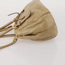 PRADA Hand Bag Leather 2way Beige Gold Tone Auth 200160-5