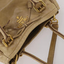 PRADA Hand Bag Leather 2way Beige Gold Tone Auth 200160-6