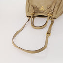 PRADA Hand Bag Leather 2way Beige Gold Tone Auth 200160-7
