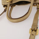 PRADA Hand Bag Leather 2way Beige Gold Tone Auth 200160-9
