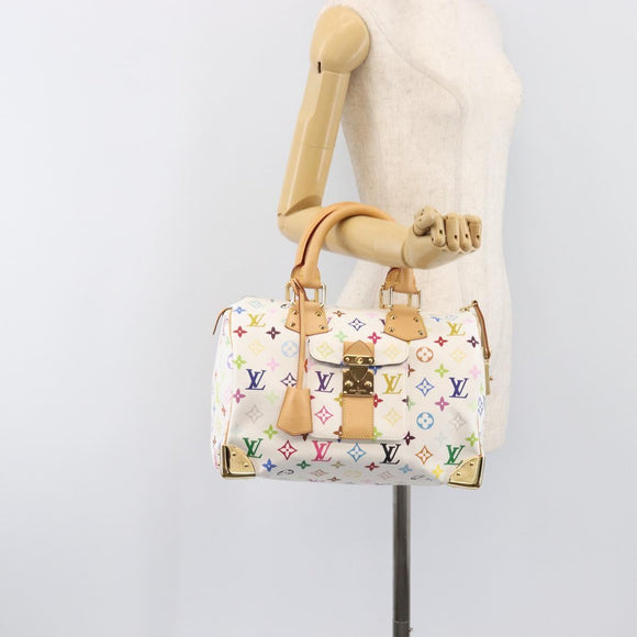 LOUIS VUITTON Monogram Multicolor Speedy 30 Hand Bag White M92643 Auth 200161SAV