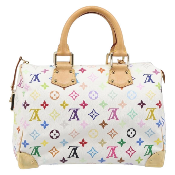 LOUIS VUITTON Monogram Multicolor Speedy 30 Hand Bag White M92643 Auth 200161SAV