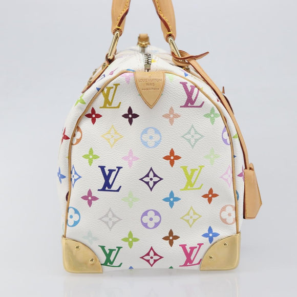 LOUIS VUITTON Monogram Multicolor Speedy 30 Hand Bag White M92643 Auth 200161SAV