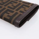 FENDI Zucca Canvas Trifold Wallet Brown Silver 8M0011 Auth 200165A-15
