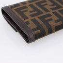 FENDI Zucca Canvas Trifold Wallet Brown Silver 8M0011 Auth 200165A-16