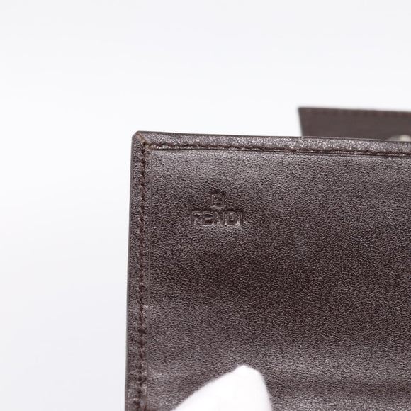 FENDI Zucca Canvas Trifold Wallet Brown Silver 8M0011 Auth 200165A