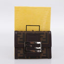 FENDI Zucca Canvas Trifold Wallet Brown Silver 8M0011 Auth 200165A-12