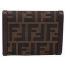 FENDI Zucca Canvas Trifold Wallet Brown Silver 8M0011 Auth 200165A-2