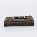 FENDI Zucca Canvas Trifold Wallet Brown Silver 8M0011 Auth 200165A-5
