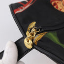 Salvatore Ferragamo Gancini Pouch Nylon Black Gold Tone Auth 200166-10