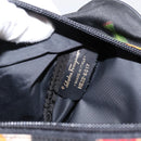 Salvatore Ferragamo Gancini Pouch Nylon Black Gold Tone Auth 200166-11