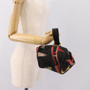 Salvatore Ferragamo Gancini Pouch Nylon Black Gold Tone Auth 200166-15