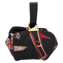 Salvatore Ferragamo Gancini Pouch Nylon Black Gold Tone Auth 200166-2