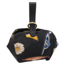 Salvatore Ferragamo Gancini Pouch Nylon Black Gold Tone Auth 200166-3